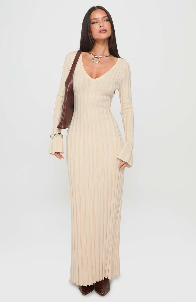 Princess Polly Gratuita Long Sleeve Maxi Sweater Dress, Alternate, color, Cream
