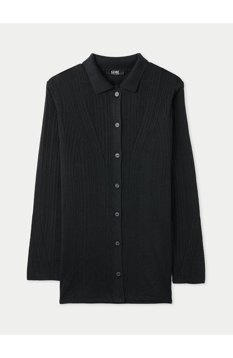 GOBI Mongolian Cashmere Silk Cashmere Cardigan, Alternate, color, Black