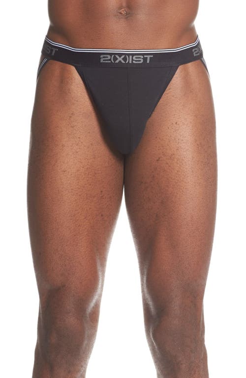 2(x)ist Stretch Cotton Jock Strap 3-pack In Black