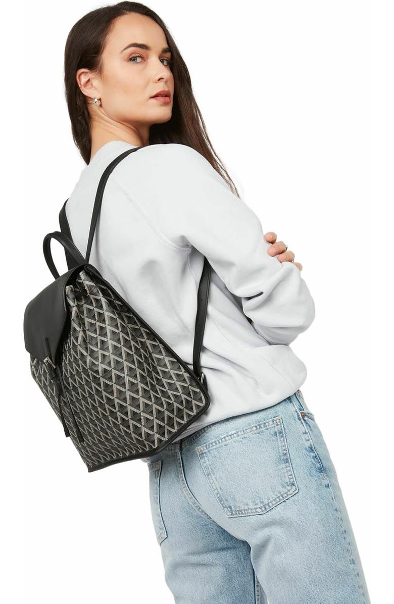 Lancaster Backpack with Flap and Snap Closure Ikon, Alternate, color, Noir