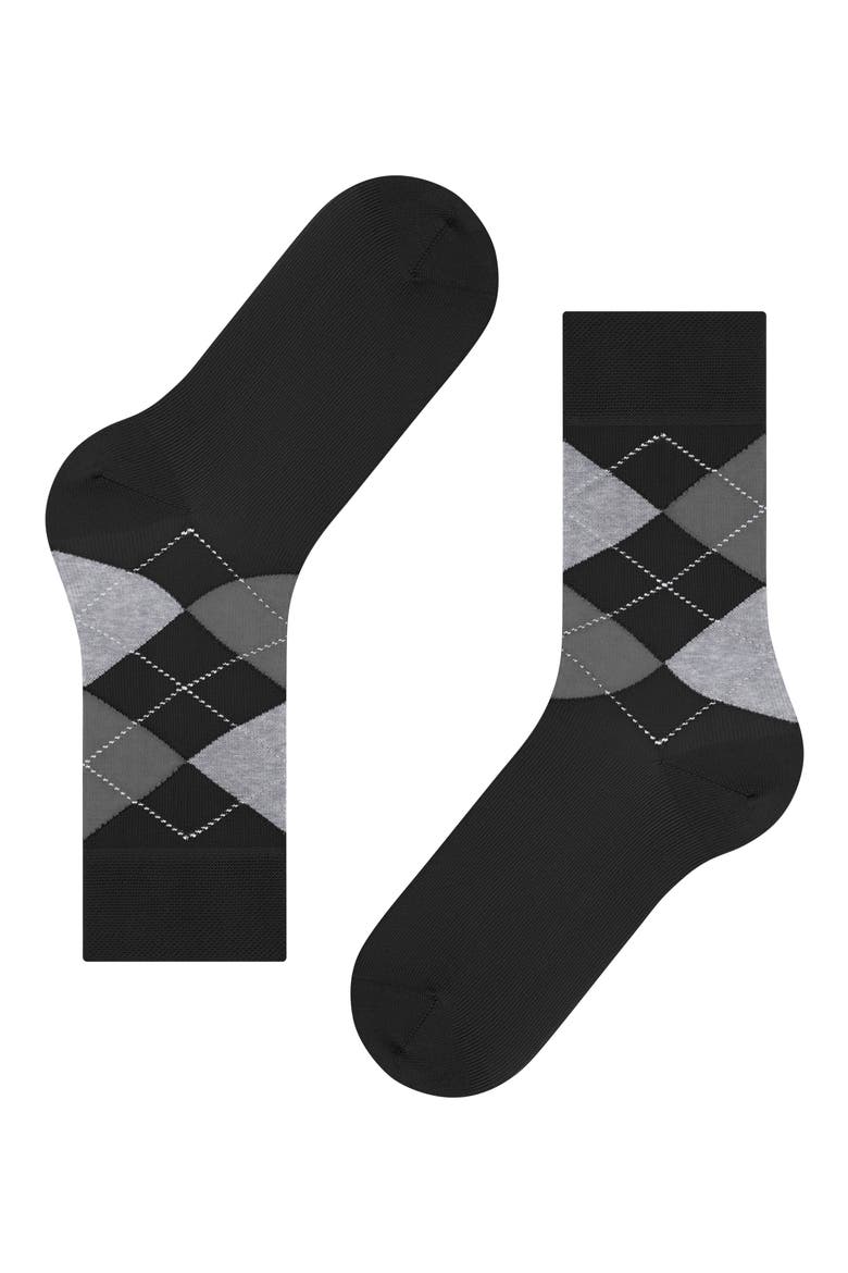 Argyle Organic Cotton Blend Crew Socks, Main, color, BLACK