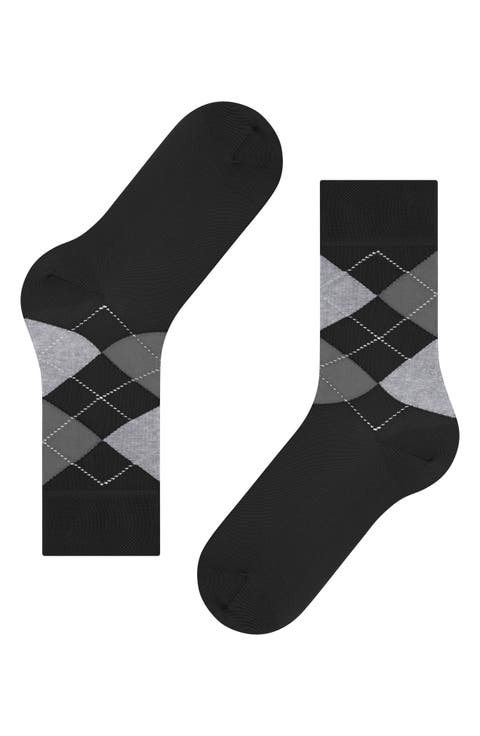 Argyle Organic Cotton Blend Crew Socks