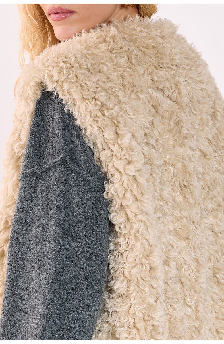 NASTY GAL Curly Faux Fur Borg Gilet, Alternate, color, Ecru