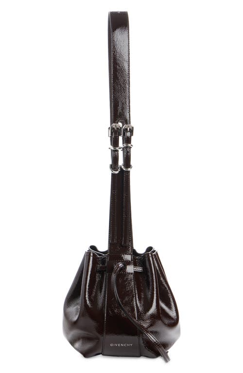 Givenchy Small Pumpkin Drawstring Leather Bucket Bag In Ebony Brown