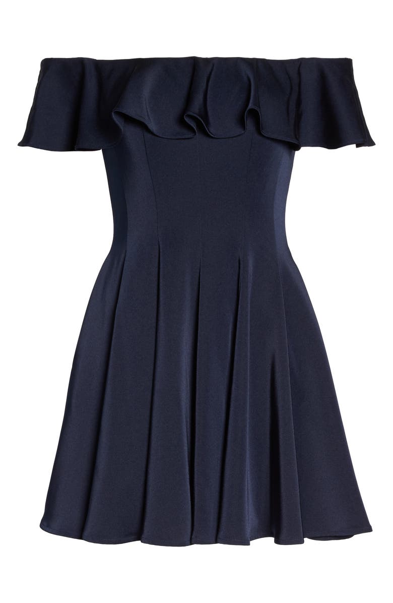 La Femme Ruffle Off the Shoulder Fit & Flare Dress, Alternate, color, 