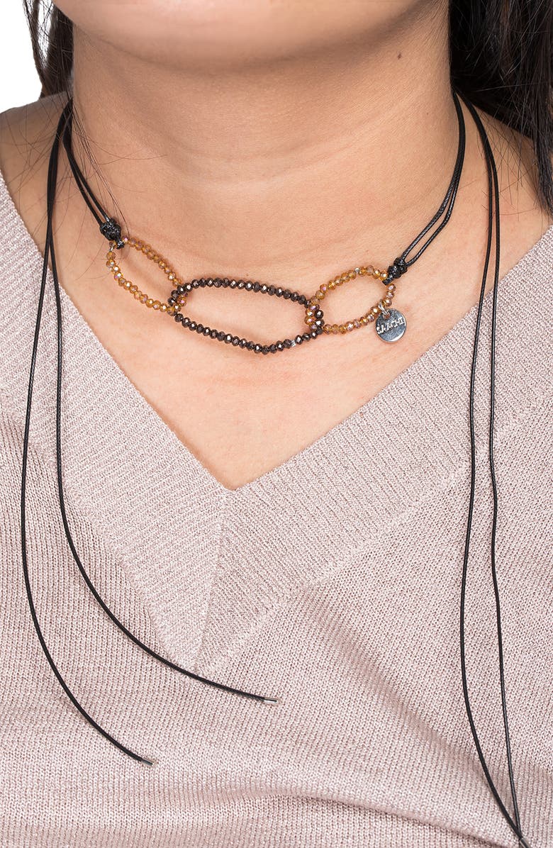 SAACHI Beaded Oval Choker Necklace, Alternate, color, Black