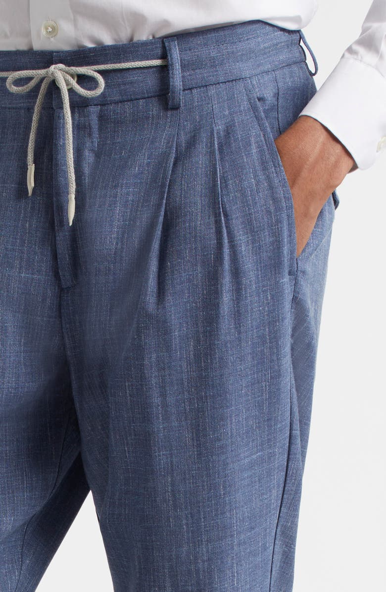 Eleventy Pleated Drawstring Waist Wool Blend Pants, Alternate, color, Zucchero