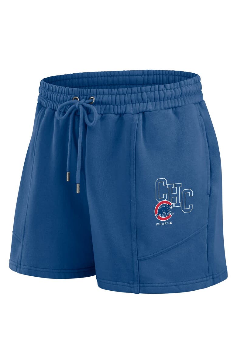 WEAR by Erin Andrews Women's WEAR by Erin Andrews  Royal Chicago Cubs Washed Fleece Sweatshirt & Shorts Lounge Set, Alternate, color, Royal