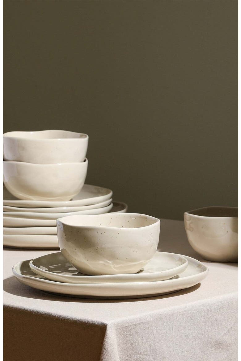 Mirella Stoneware 24-Piece Dinnerware Set, Alternate, color, Beige