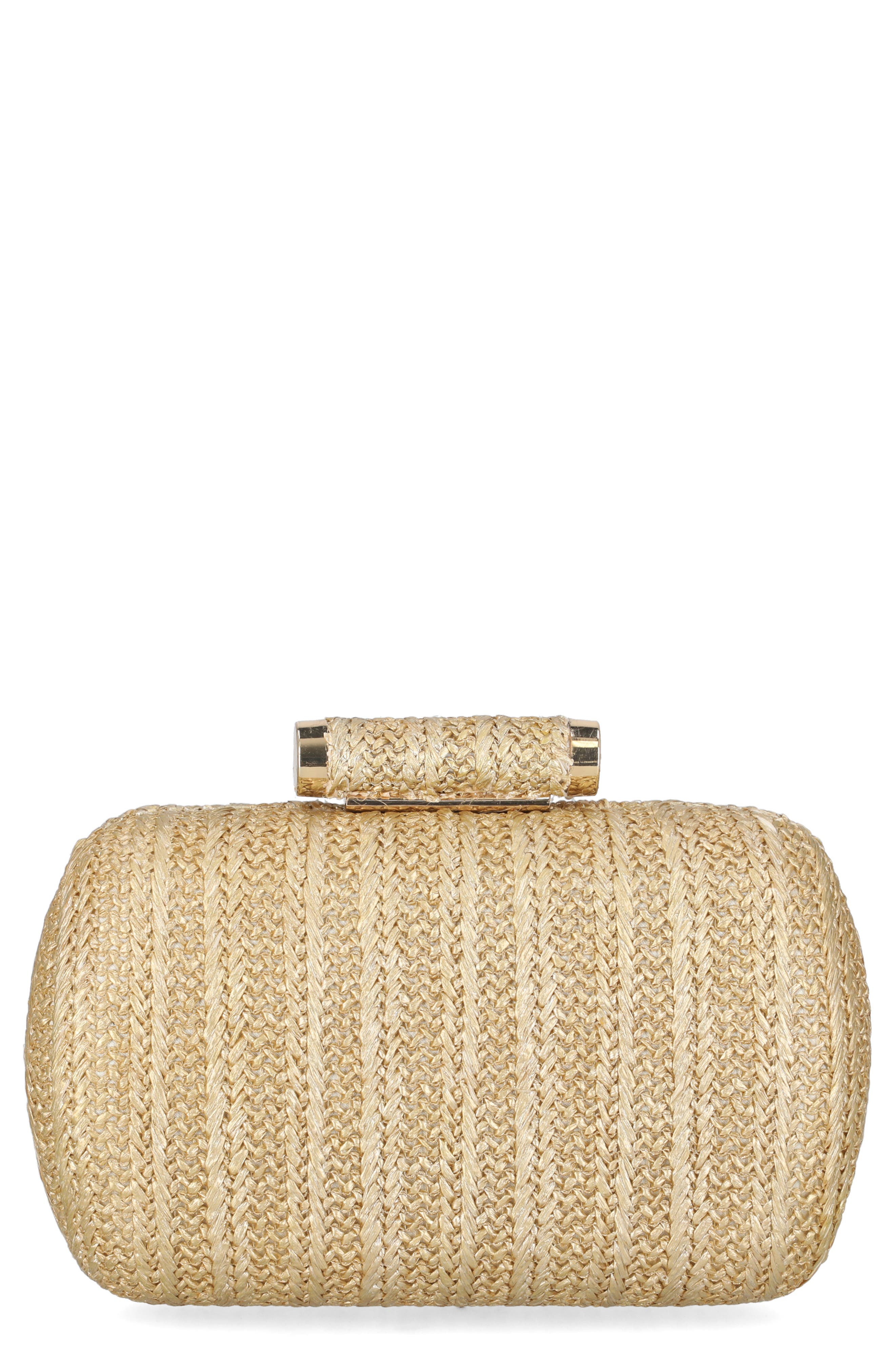 Jessica McClintock Jea Straw Minaudière Clutch