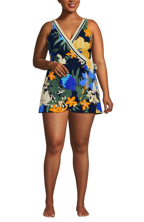 LANDS' END LANDS' END SIDE TIE MINI SWIM DRESS SWIMSUIT