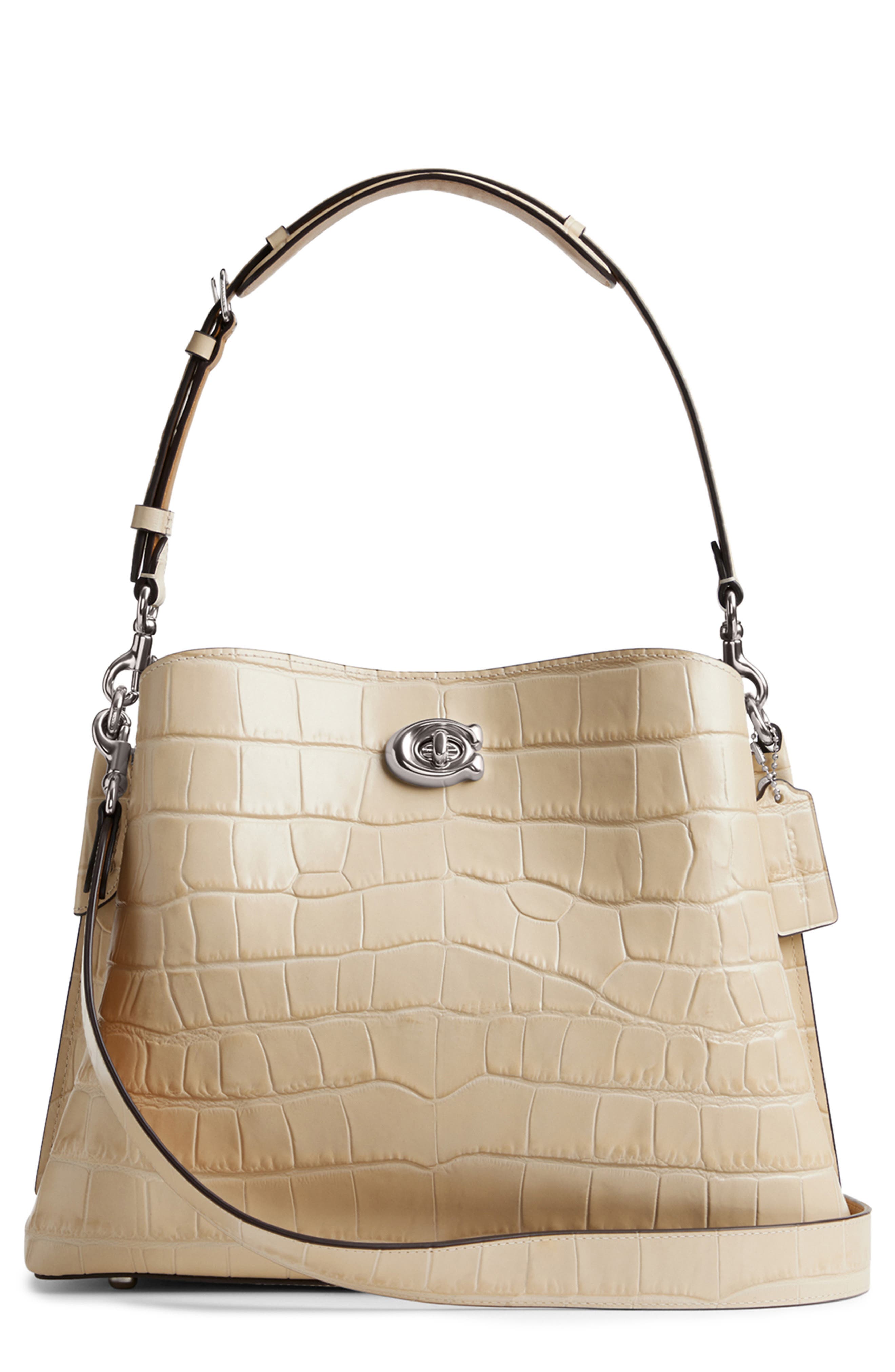 COACH Willow Croc Embossed Leather Shoulder Bag, Main, color, 