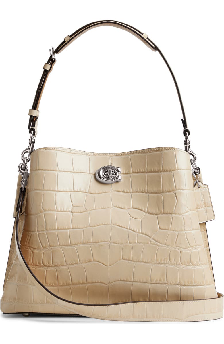 COACH Willow Croc Embossed Leather Shoulder Bag, Main, color,