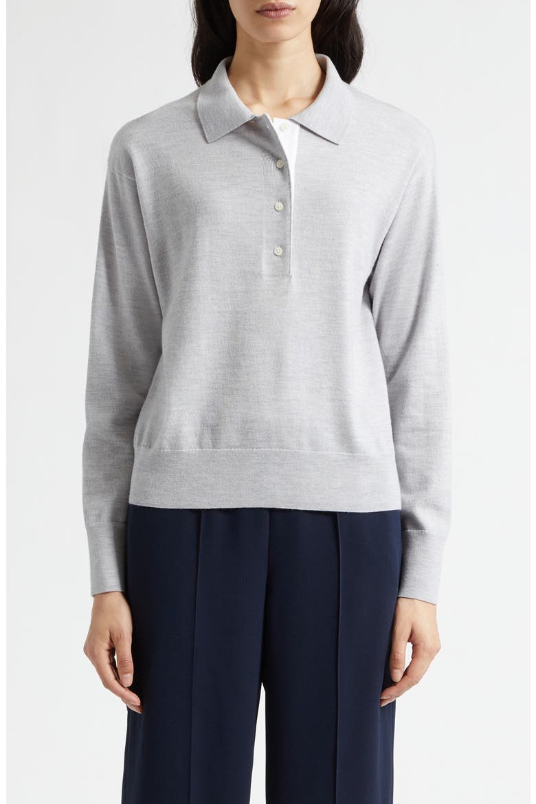Polo Wool Blend Sweater, Main, color, HEATHER GREY/ OFF WHITE