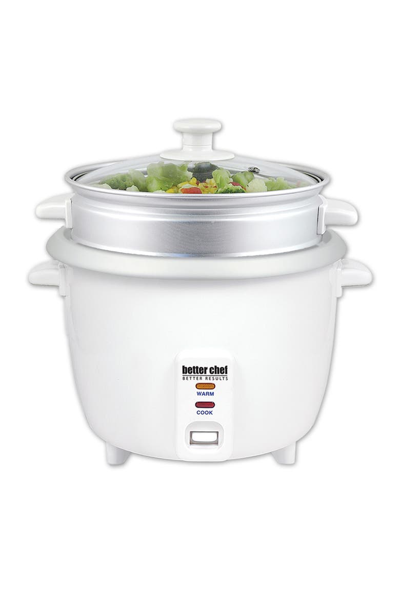10 Cup Rice Cooker with Food Steamer Attachment, Main, color, White