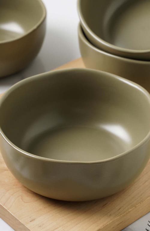 Stone Lain Tom Stoneware 4-piece Bowl Set In Green