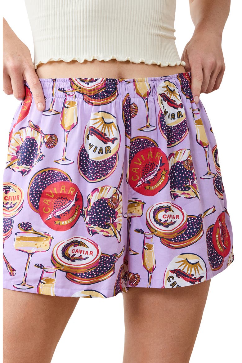 Champagne & Caviar Satin Pajama Boxers, Alternate, color, LAVENDER