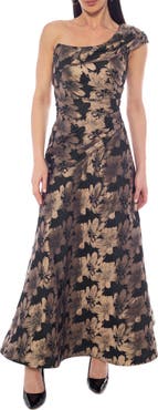 Oleg Cassini One-Shoulder Gown