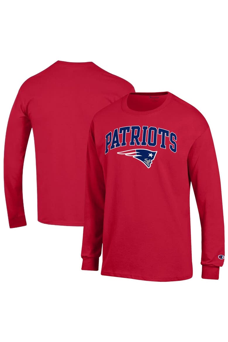 Men's Champion Red New England Patriots Arch Over Logo Long Sleeve T-Shirt, Alternate, color, Red