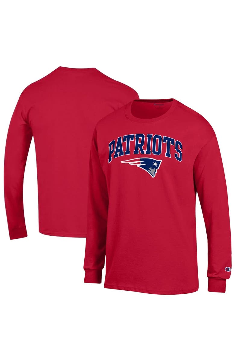 Champion Men's Champion Red New England Patriots Arch Over Logo Long Sleeve T-Shirt, Alternate, color, Red