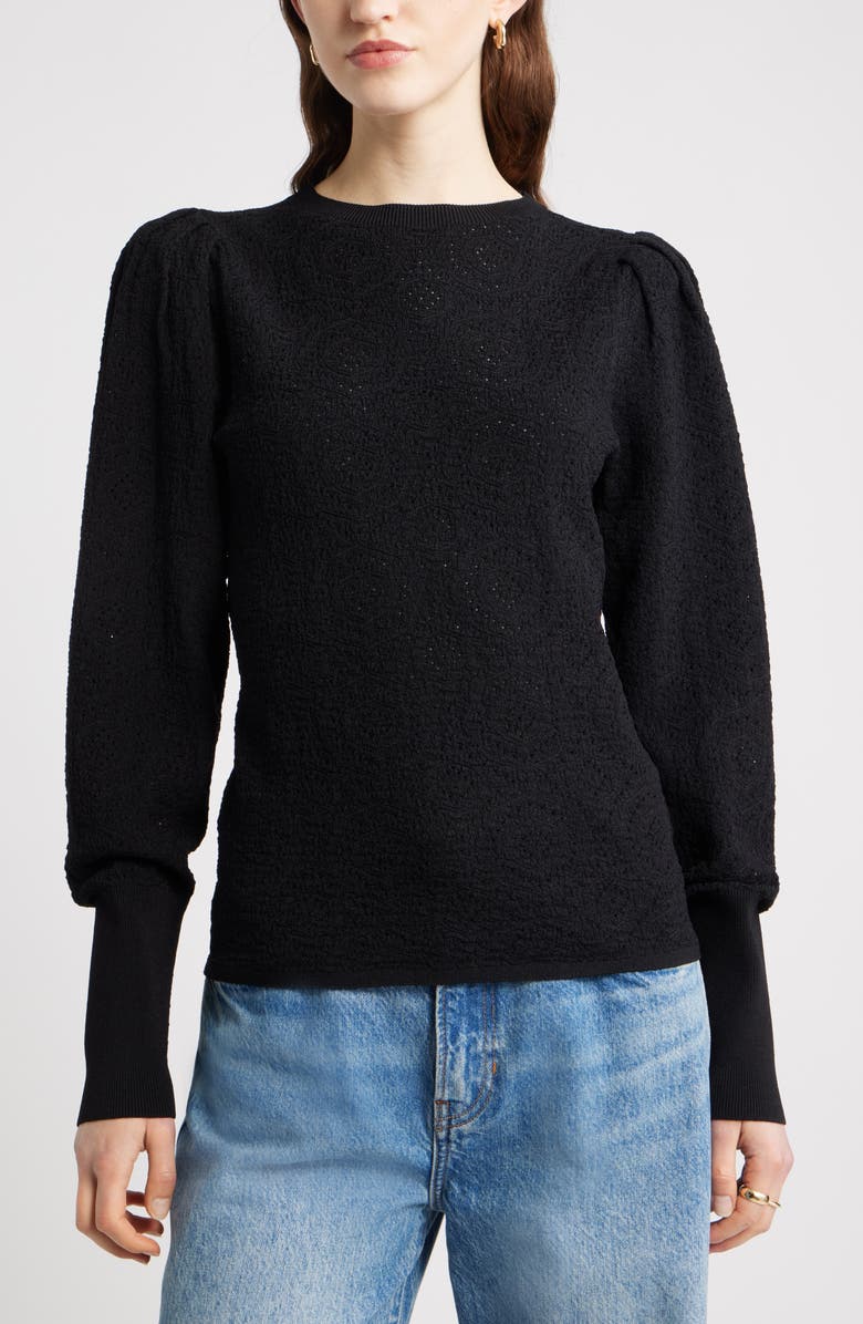 Nordstrom Lacy Open Stitch Sweater, Main, color, Black