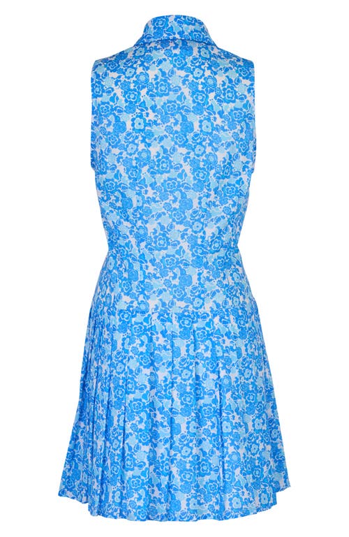 De Loreta Nana Sleeveless Cotton Mini Shirtdress In Blue