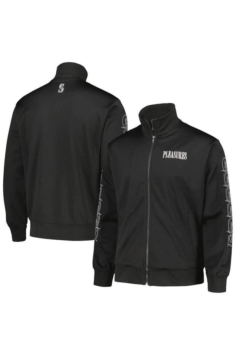 Men's PLEASURES Black Seattle Mariners Pitcher Full-Zip Track Jacket, Alternate, color, Black