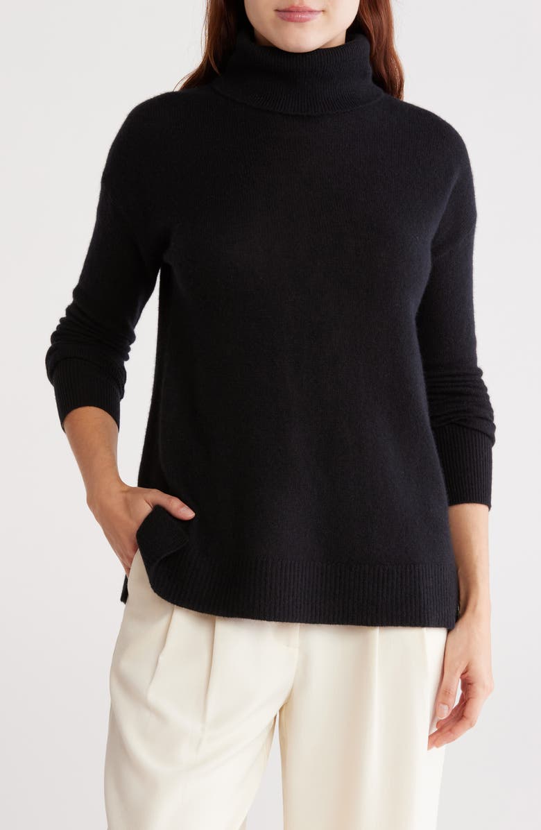 Nordstrom Cashmere Turtleneck Sweater, Main, color, Black Rock