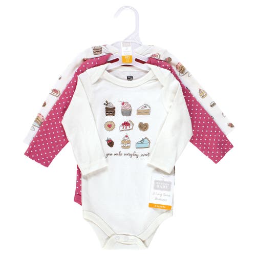 Hudson Baby Infant Breathable Cotton Long-sleeve Bodysuit Bundle 3 Count In Multi