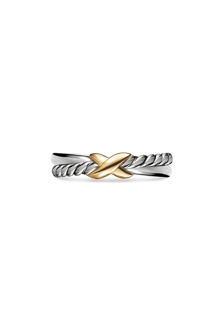 Petite X Ring in Sterling Silver with 18K Yellow Gold, Main, color, SILVER/ YELLOW GOLD