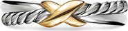 David Yurman Petite X Ring in Sterling Silver with 18K Yellow Gold