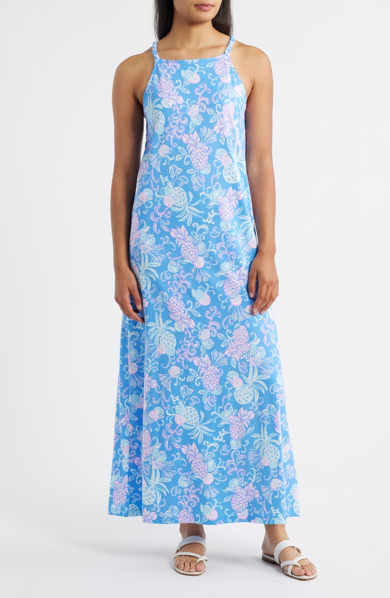 Lilly Pulitzer<sup>®</sup> Kyleigh Print Maxi Dress, Main, color, Sun Washed Blue Citrus Crush