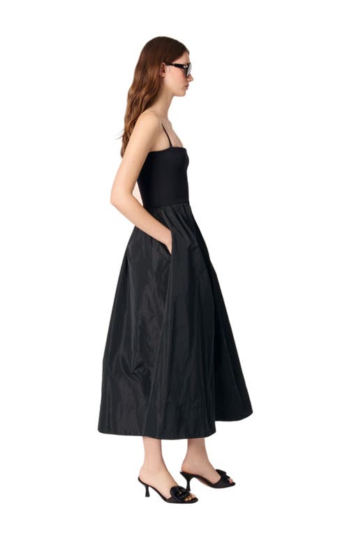 Maje Strapless Mesh And Taffeta Dress In Black