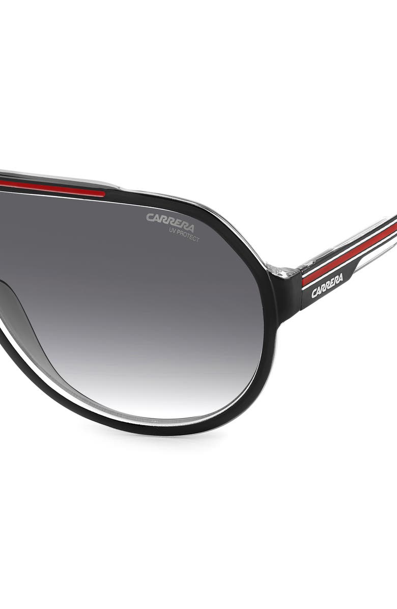 Carrera Eyewear 64mm Oversize Gradient Aviator Sunglasses, Alternate, color, Black Red/ Grey Shaded