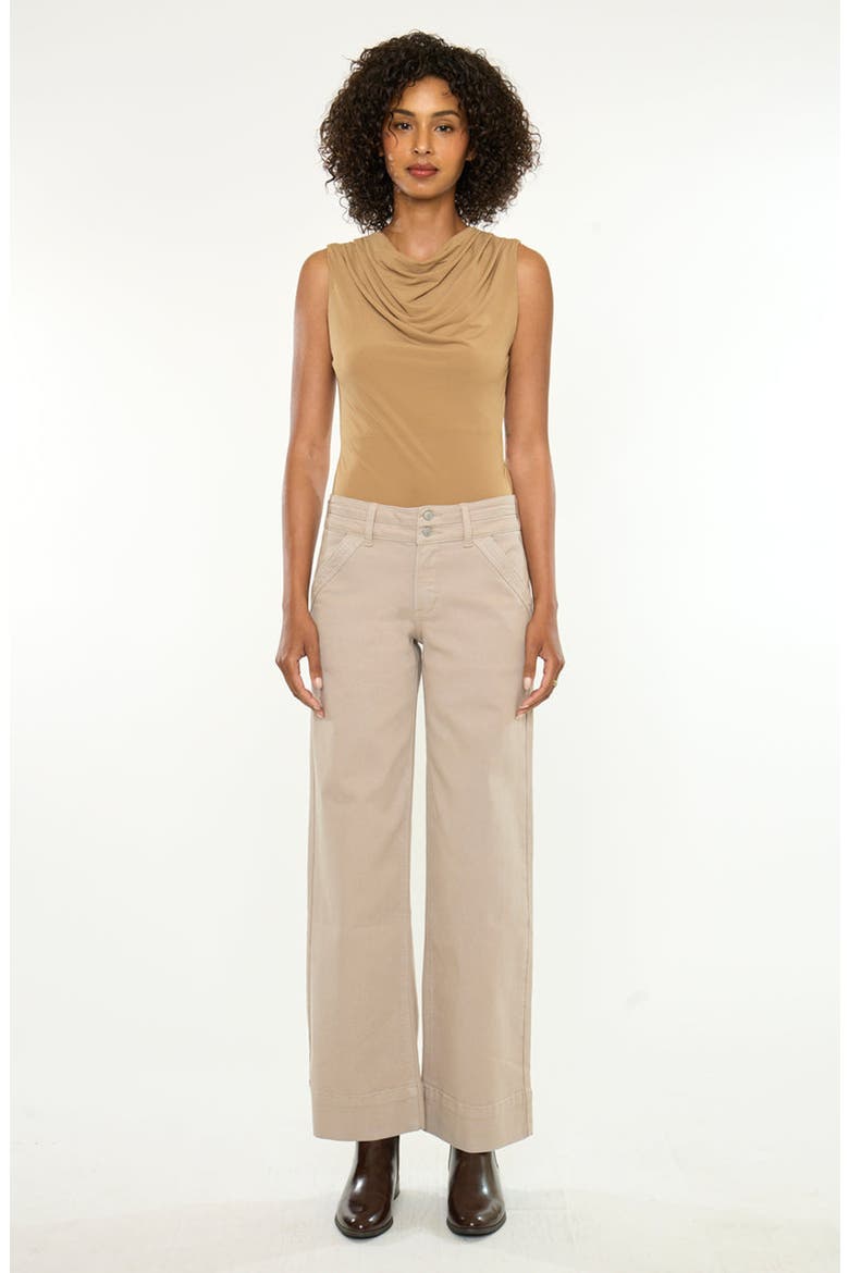 Tamryn Essentials Mid Rise Wide Flare Jeans, Alternate, color, Tan