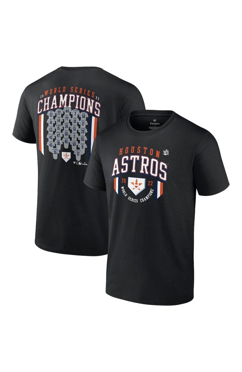 FANATICS Men's Fanatics Branded Black Houston Astros 2022 World Series Champions Roster Jersey T-Shirt, Main, color, 