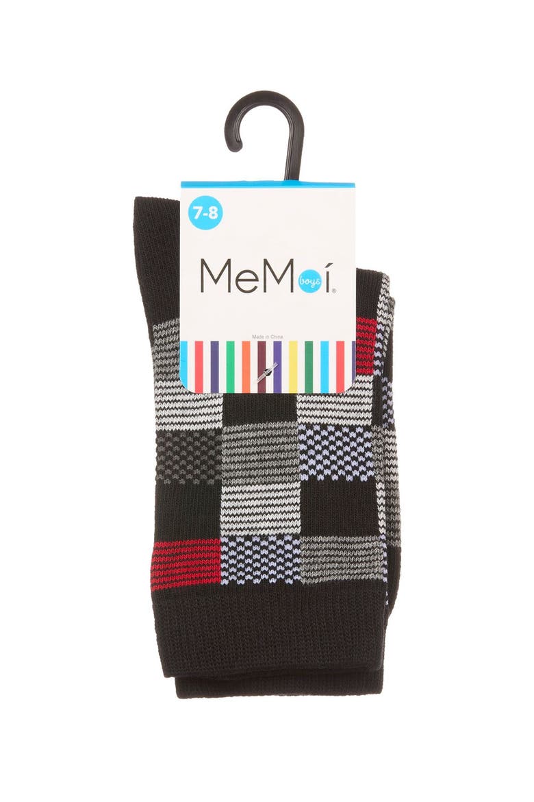 Checkerboard Crew Sock, Alternate, color, Black