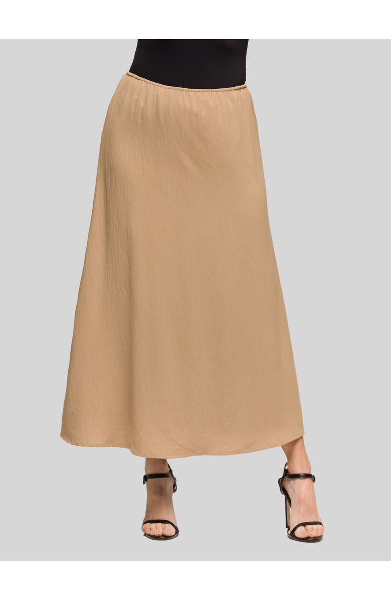 24seven Comfort Apparel Elastic Waist A-LINE Maxi Skirt, Main, color, Nude