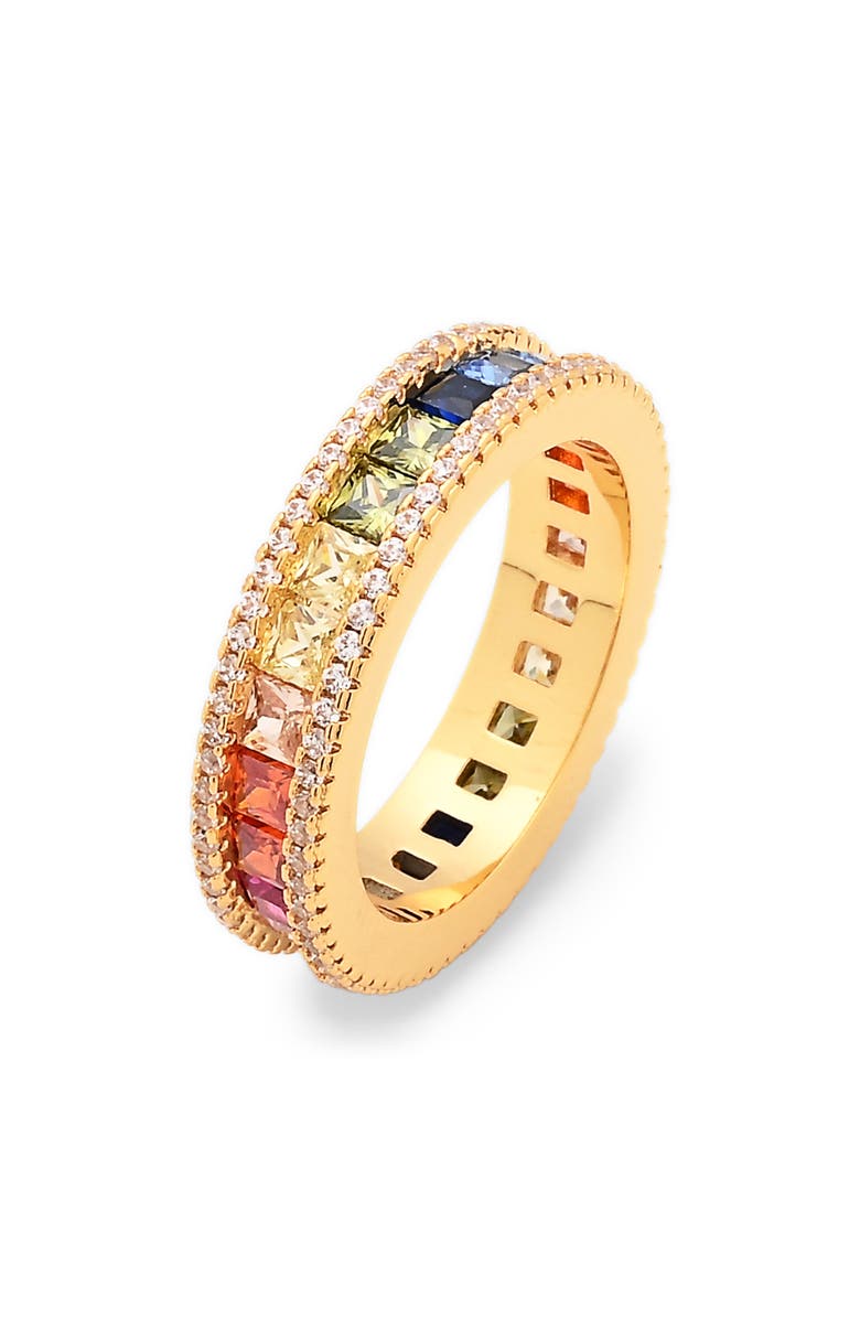 EYE CANDY LOS ANGELES Rina Rainbow Crystal Ring, Main, color, Gold