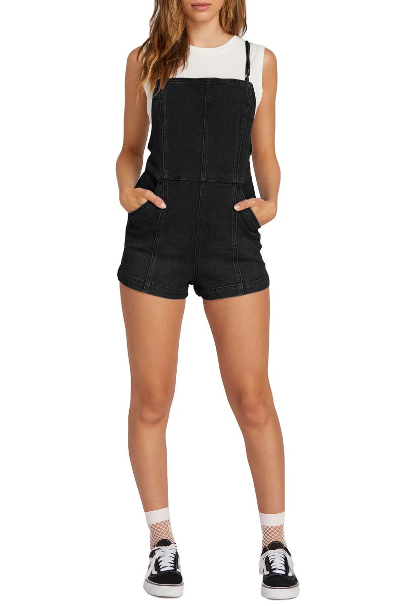 Volcom Liberator Denim Romper, Main, color, 