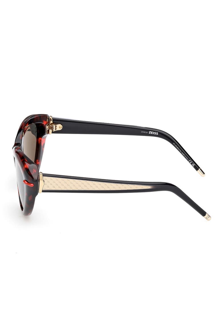 56mm Cat Eye Sunglasses, Alternate, color, RED HAVANA / GOLD / ZEISS