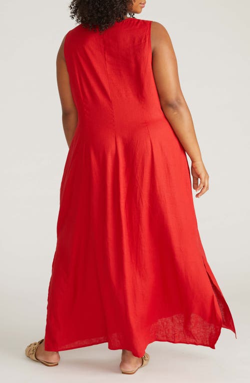 Universal Standard Islet Linen Blend Maxi Dress In Red