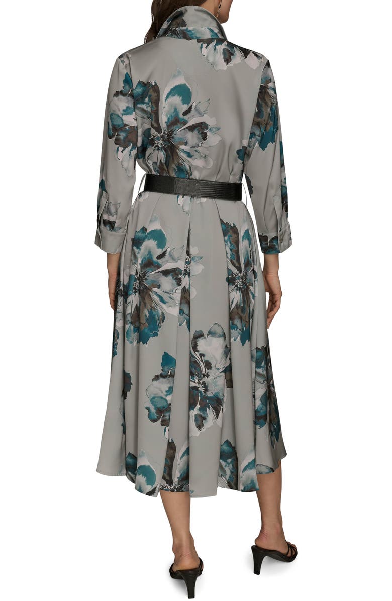 Donna Karan New York Floral Print Long Sleeve Belted Shirtdress, Alternate, color, Weatherd Sage