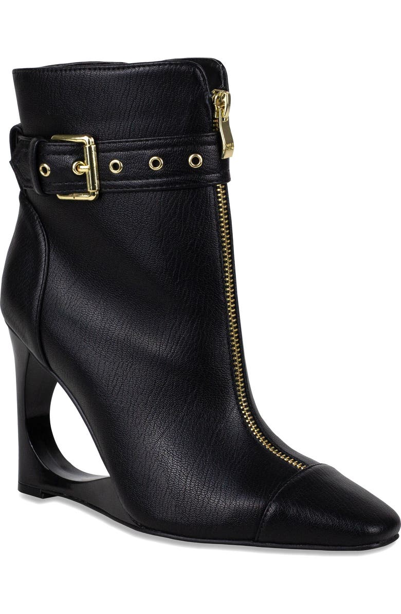 NINETY UNION Archtectural Wedge Heel Bootie, Main, color, Black