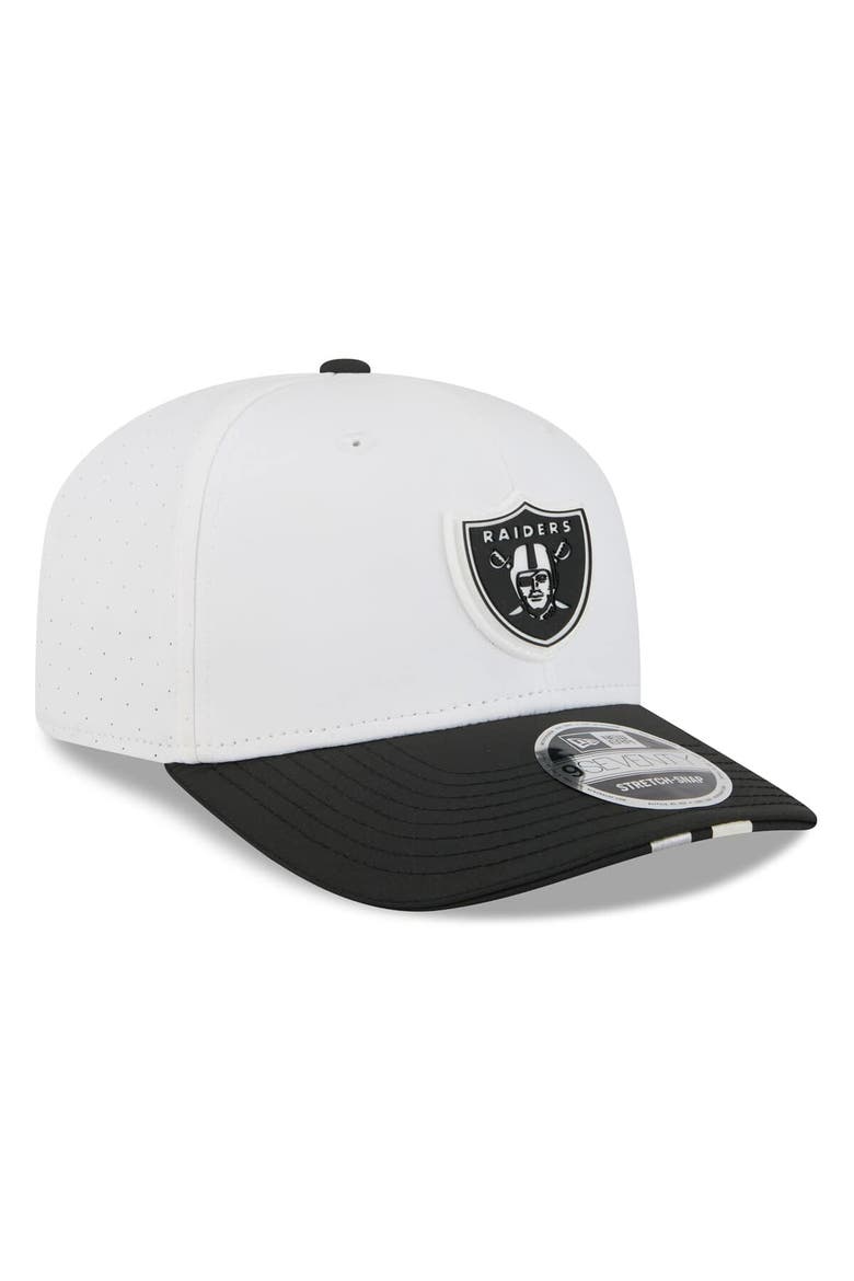 Men's New Era  White/Black Las Vegas Raiders 2025 NFL Training Camp 9SEVENTY Adjustable Hat, Alternate, color, White