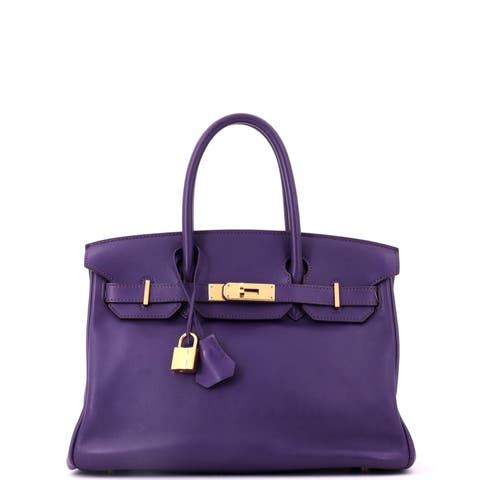 Birkin Handbag Purple Swift with Gold Hardware 30