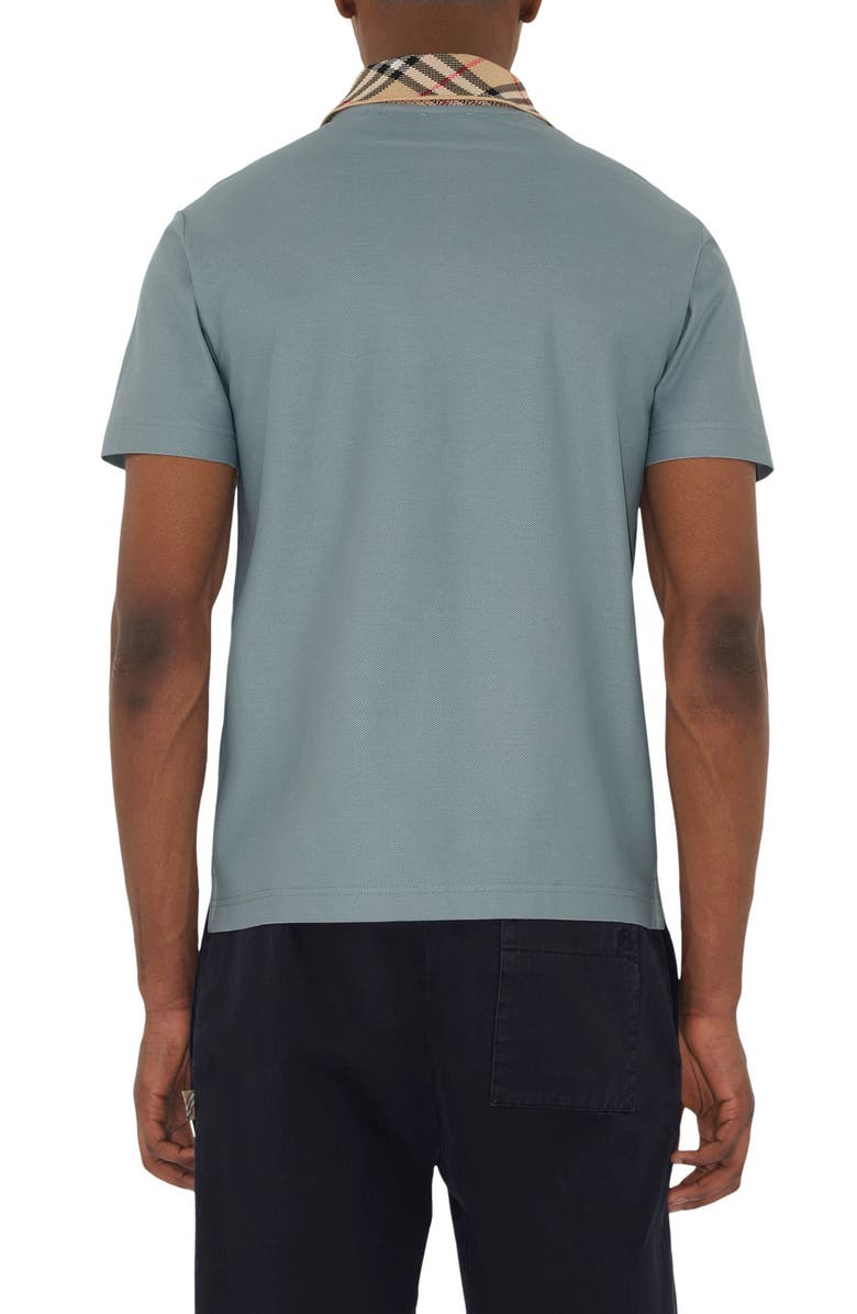 Burberry Check Trim Cotton Piqué Polo, Alternate, color, Gale