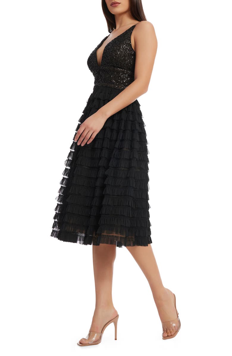 Dress the Population Becca Sequin & Tulle Tiered Dress, Alternate, color,