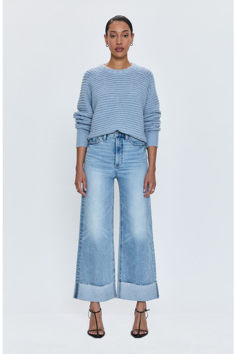 Lana Raw Hem Ankle Wide Leg Jeans, Alternate, color, SNOWCAT