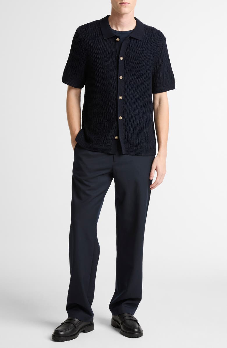 Vince Crochet Cotton Short Sleeve Button-Up Shirt, Alternate, color, Coastal